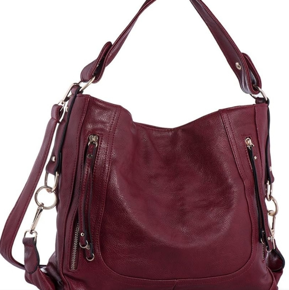 Elegant Burgundy Leather Shoulder Bag